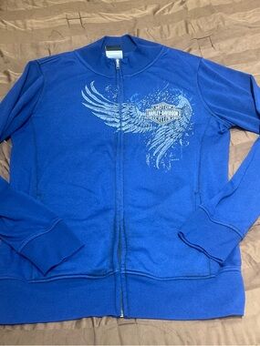Harley-Davidson Royal Blue Full-Zip Jacket with Winged Shield Graphic
